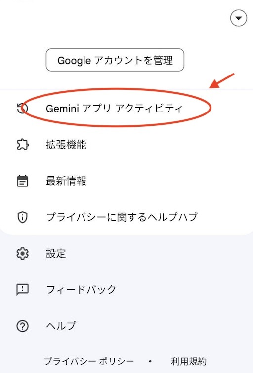 Gemini アプリアクティビティの変更