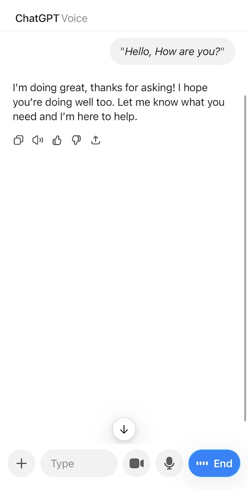 リニューアルされたchatgptのvoiceモード画面