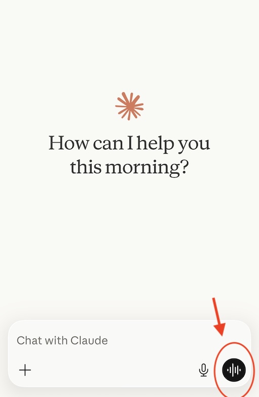 claudeアプリで音声会話をスタートするアイコン